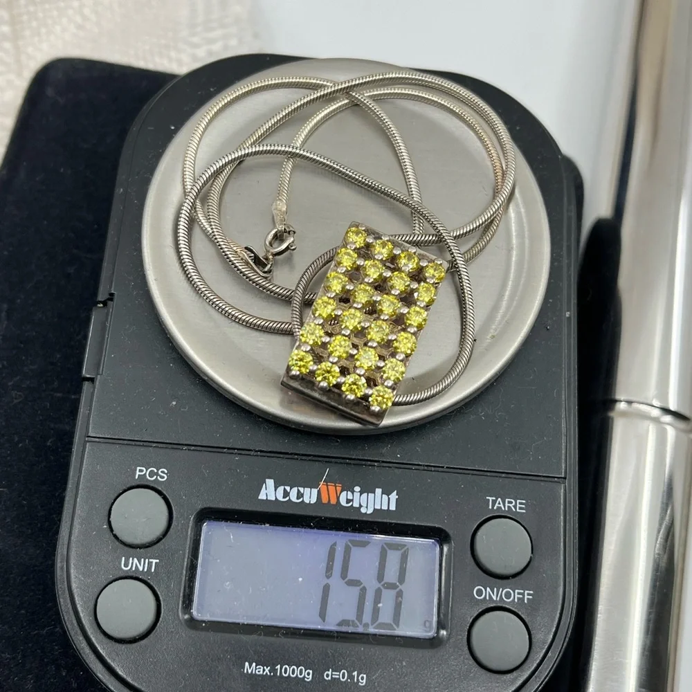 Paul Klecka Sterling Silver Diamonique Pendant Necklace – Pink & Yellow Stones - Picture 16 of 16